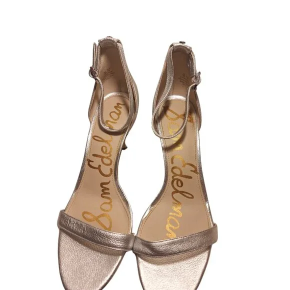 Sam Edelman Metallic Silver Ankle Strap Sandal with Heel Size 10 – Bridal - Picture 7 of 9